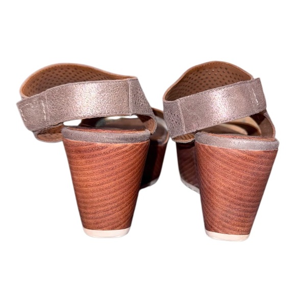 TRASK DESIGNER metallic pewter leather wedges women’s shoes size 6 - Picture 4 of 15